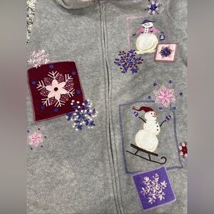 Croft&Barrow Vintage Snowman Fleece Zip Up Sweater Size L
